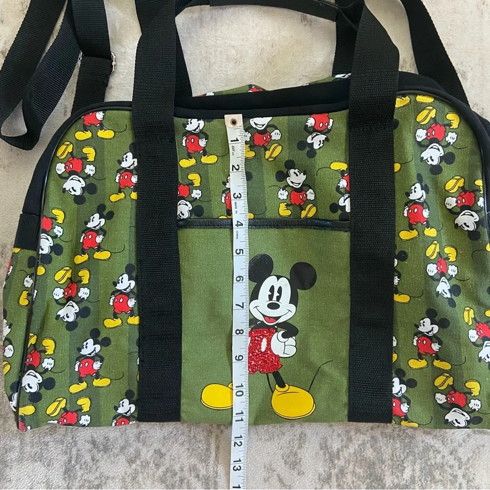 Mickey Mouse Walt Disney Green Canvas Large Tote Diaper Bag Purse Travel - Picture 5 of 12